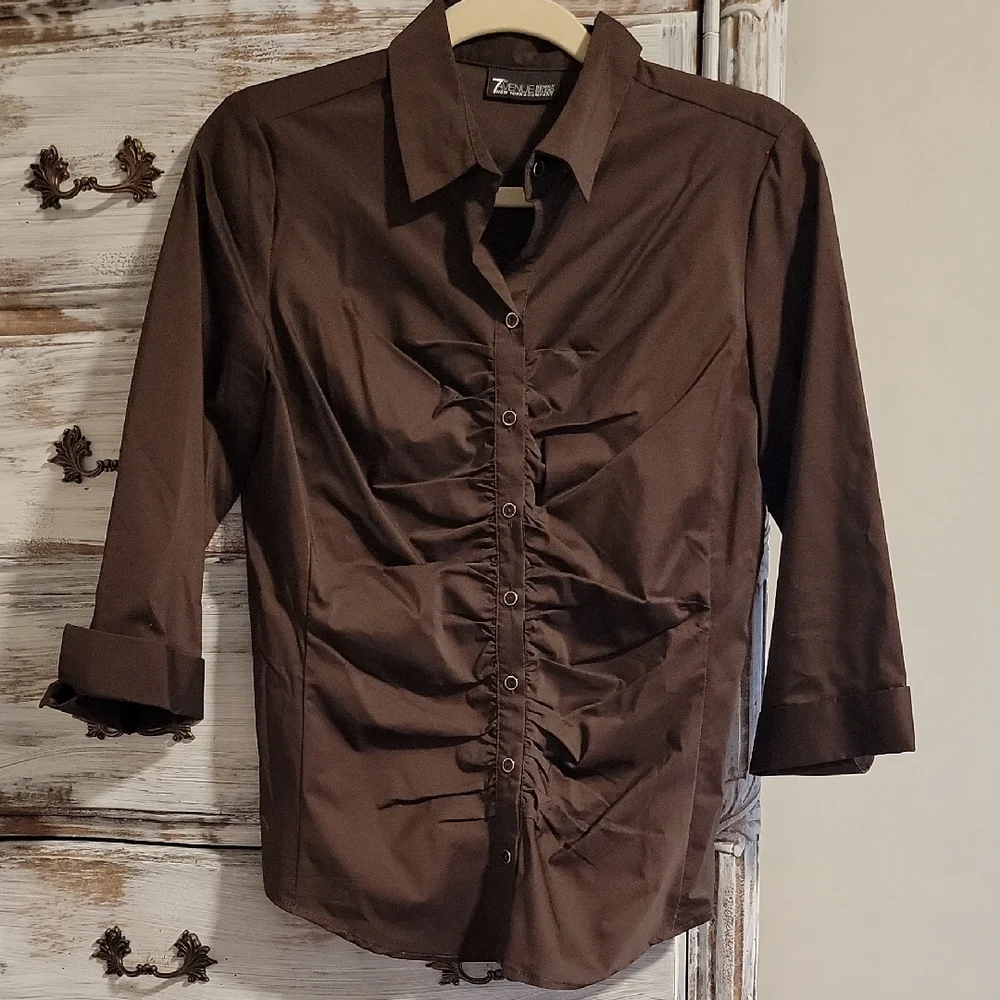 New York & Company Dark Brown Blouse - Picture 1 of 6